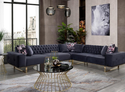 Corner sofa Couch Upholstery Furniture Suite Chesterfield Corner suite Sofa Fabric